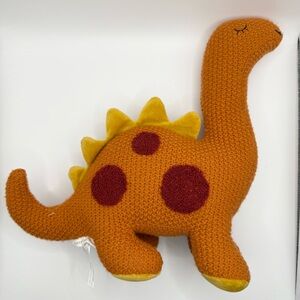Anthropologie Derrick the Dinosaur Stuffed Animal Orange Knit 13”